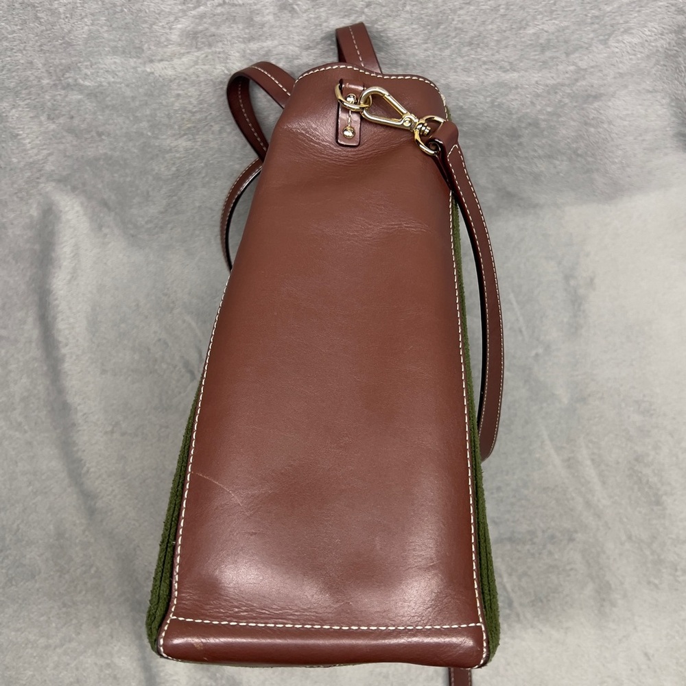 Frances Valentine Large Margaret Olive Green Corduroy And Leather Tote Bag - Picture 5 of 14